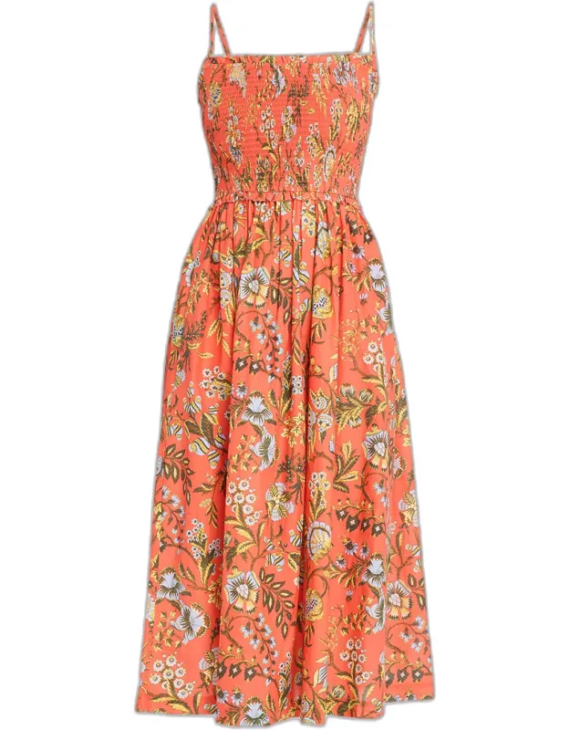 Floral Smocked Midi Dress