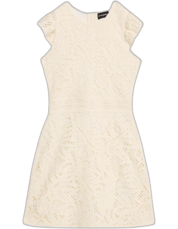 Flutter-sleeve Lace Mini Dress