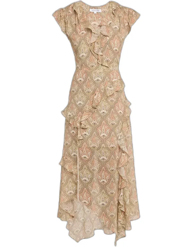 Ruffled Silk Midi Dress