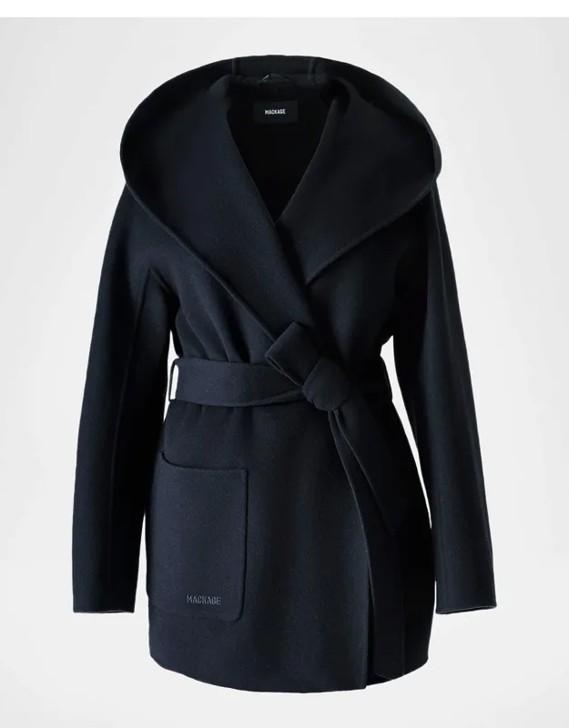 Hooded Wool Wrap Coat