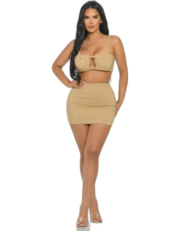 Fitted Top And High-waisted Skirt Two-piece Set