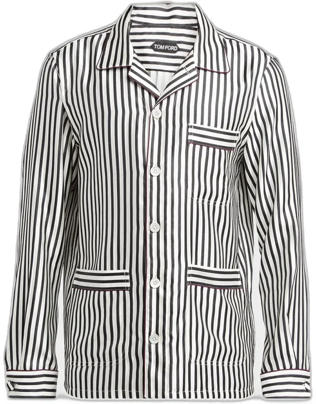 Silk Stripe Button-down Shirt