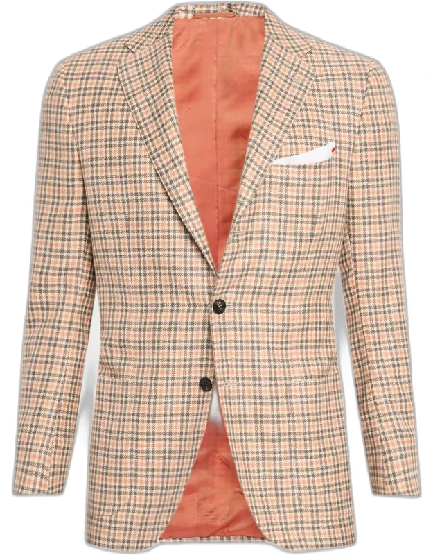 Cashmere And Wool Houndstooth Plaid Sport Coat