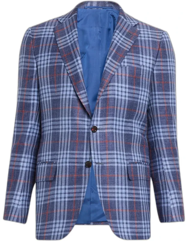 Cashmere And Silk Windowpane Plaid Sport Coat