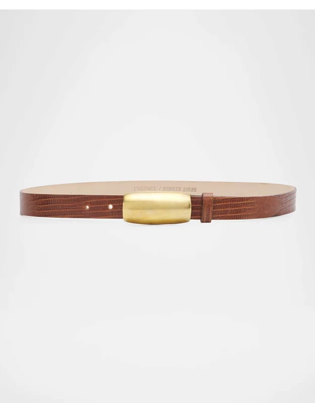 Croc-embossed Leather Belt