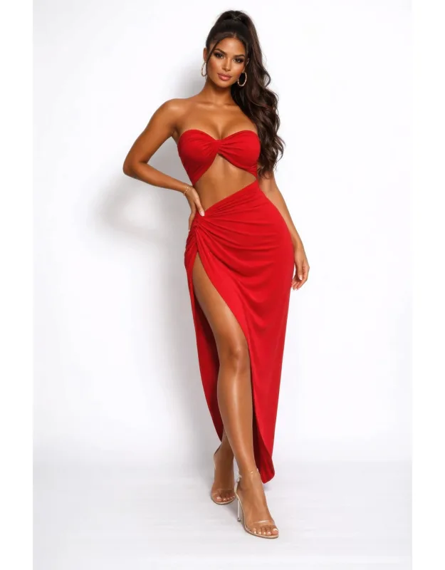 Convertible Strap Evening Dress With Waist Cutouts