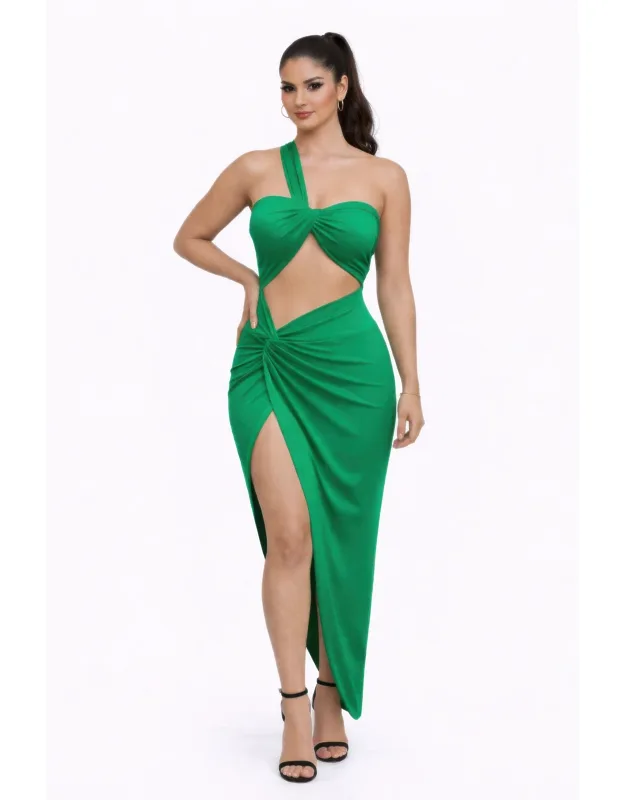 Convertible Strap Evening Dress With Waist Cutouts