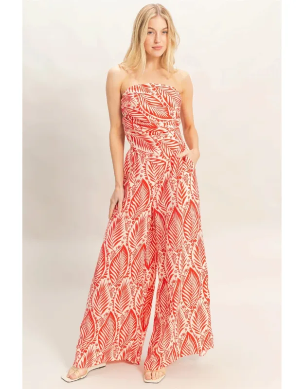 Strapless Top & Pant Print Set