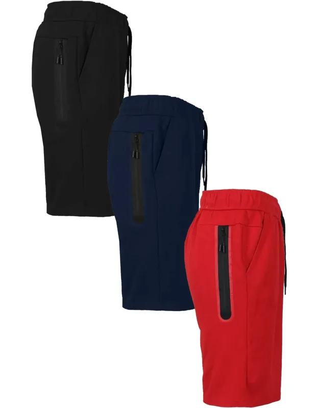 3-pack Loose Fitting Tech Fleece Performance Active Jogger Shorts (s-2xl)