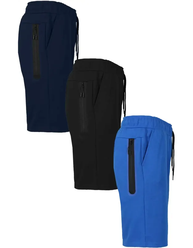 3-pack Loose Fitting Tech Fleece Performance Active Jogger Shorts