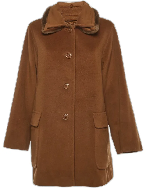 Wool And Fur Collar Mid-length Coat