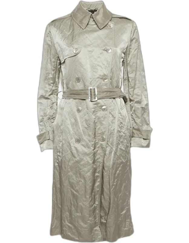 Satin Belted Double Breasted Trench Coat