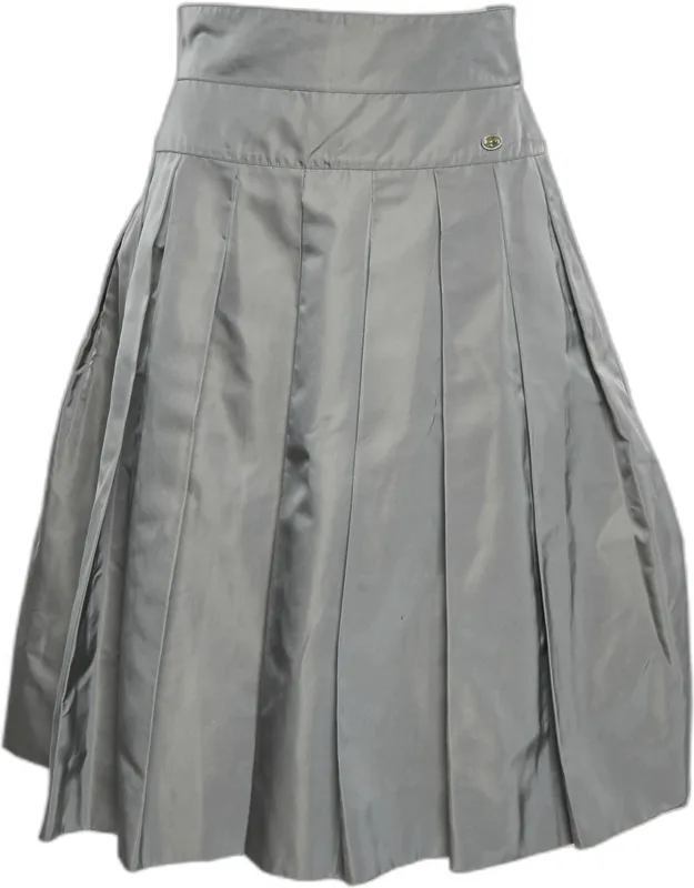 Silk Pleated Knee Length Skirt