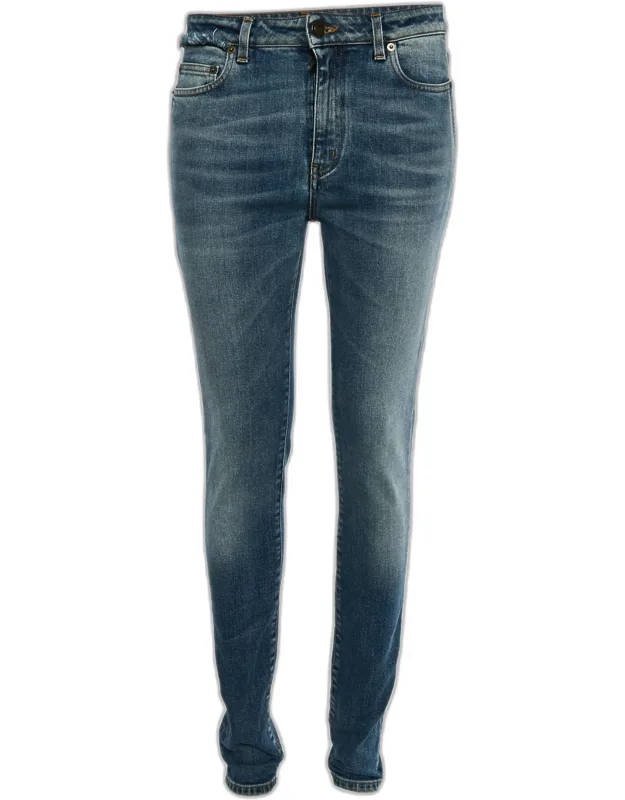 Faded Denim Frayed Waist Jeans