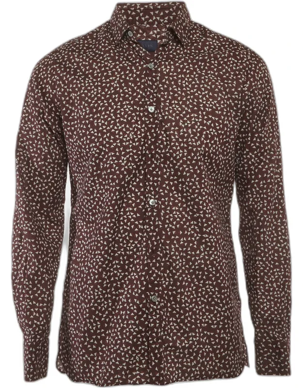 Geometric Print Cotton Button Up Shirt