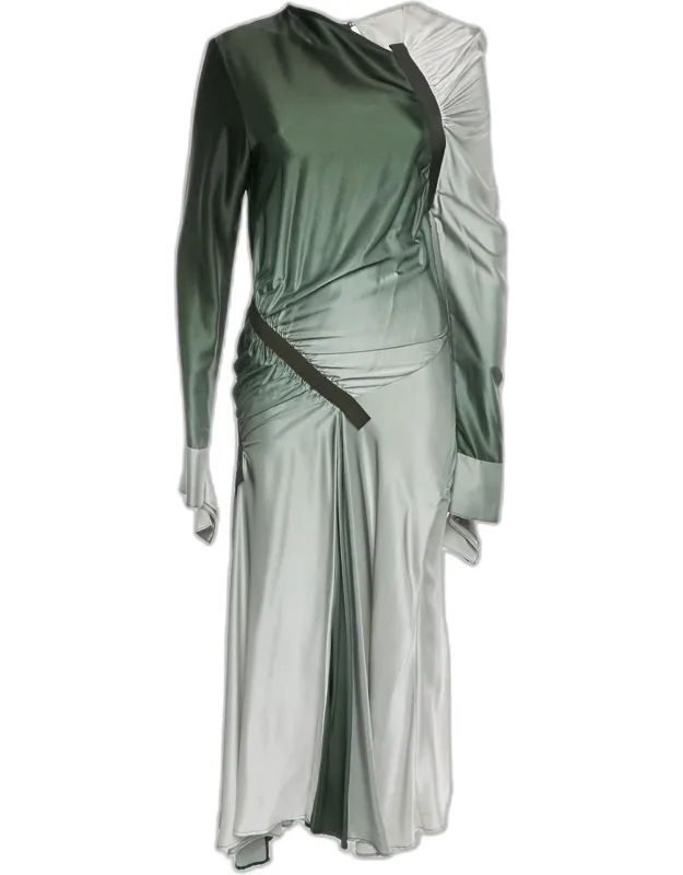 Satin Draped Maxi Dress