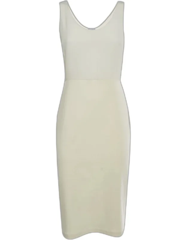 Cream Jersey And Silk Mini Dress
