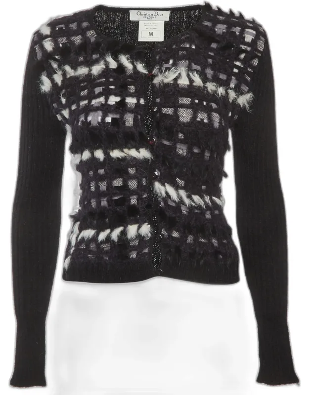 Wool Knit Fur Button Up Cardigan