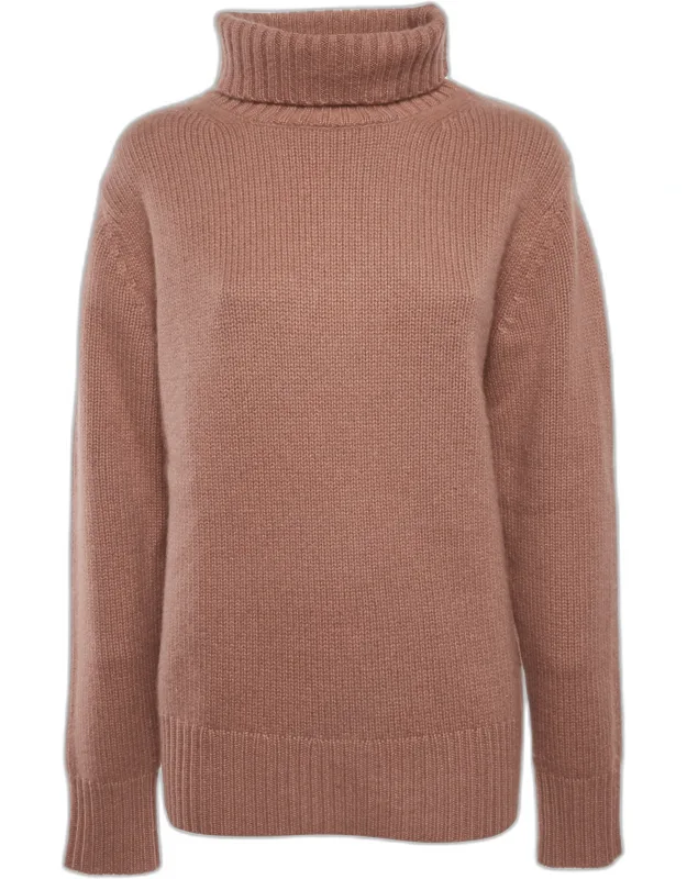 Light Brick Cashmere Knit Turtleneck Sweater