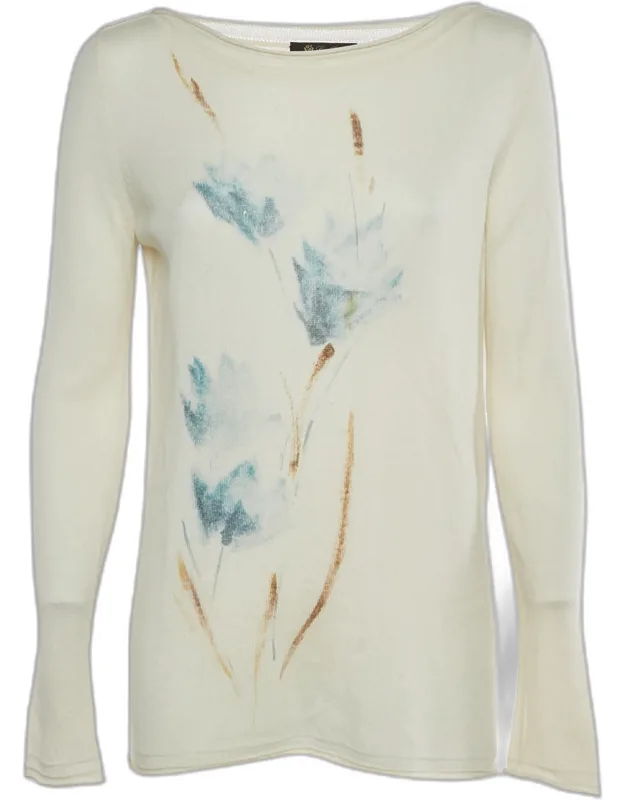 Floral Print Cashmere Knit Sweater