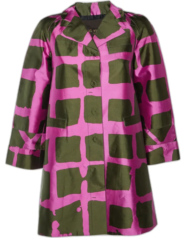 Printed Silk Button Front Coat
