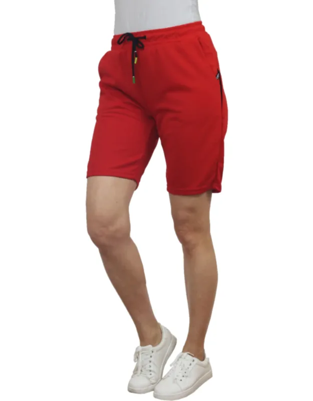 Loose Fit Tech Fleece Jogger Sweat Lounge Shorts With Long Zipper Side Pocket