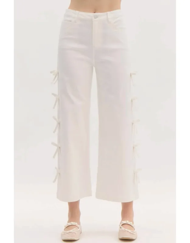 Cropped Fixed Mini Bows Jeans