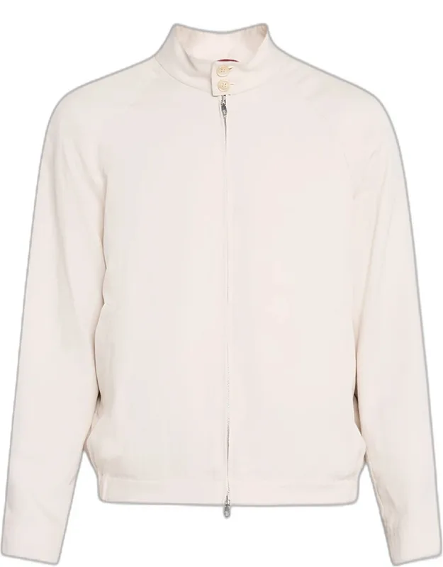 Linen And Silk Full-zip Bomber Jacket