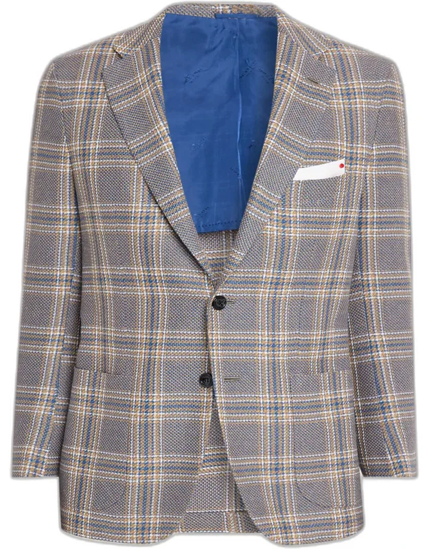 Plaid Cashmere And Linen Single-breasted Sport Coat