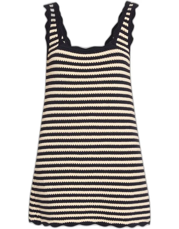 Stripe Crochet-knit Mini Dress