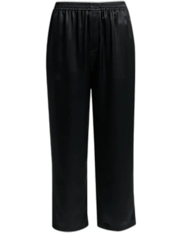 Silk Straight-leg Crop Pajama Pants