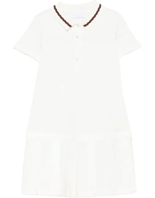 Striped-collar Pleated Dress