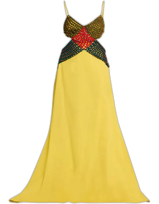 Crochet Crossing Cutout Maxi Dress