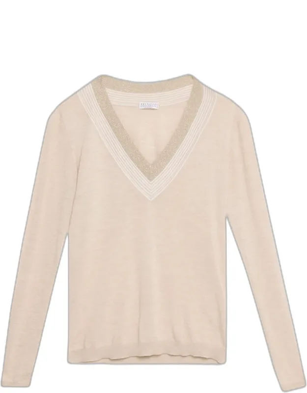Metallic V-neck Sweater