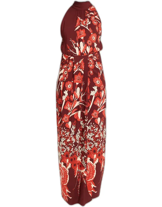Sacred Currents Floral Crepe Halter Maxi Dress