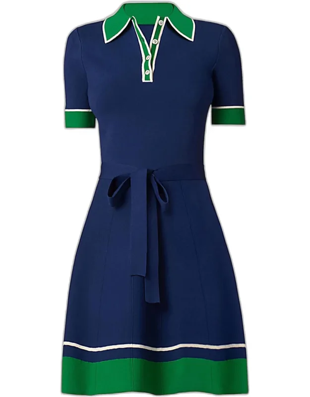 Striped-trim Polo Mini Dress