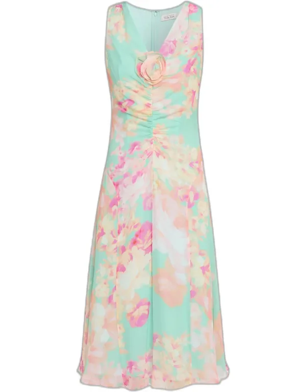 Floral-print Silk Chiffon Midi Dress