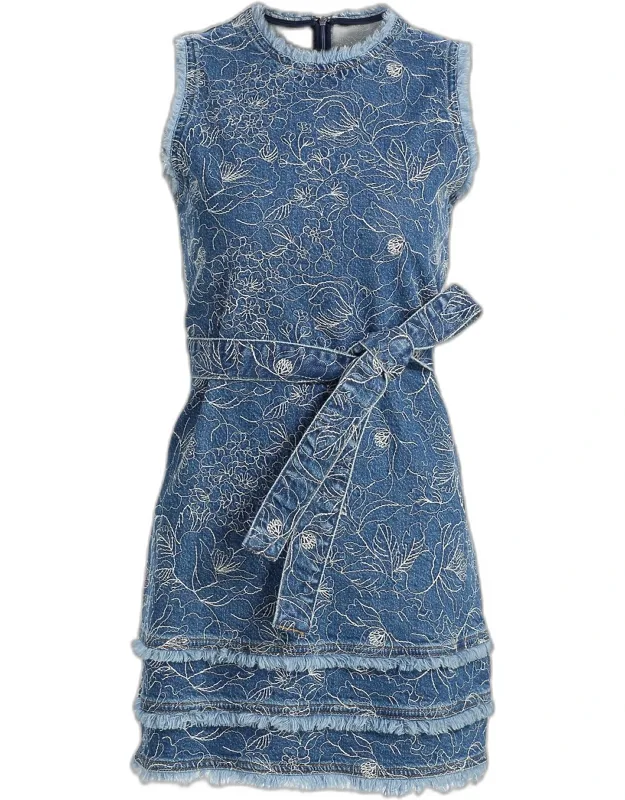 Garden Doodle Denim Mini Dress