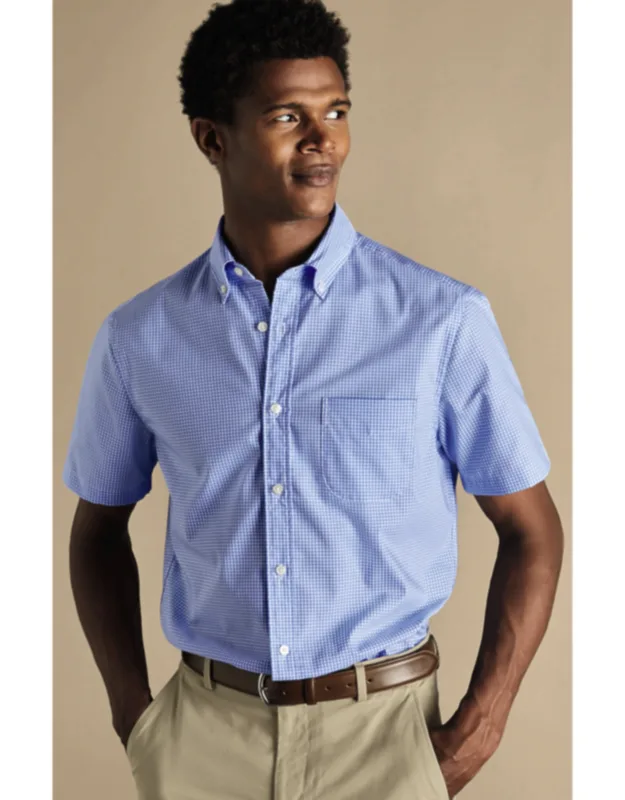 Slim Fit Button-down Collar Non-iron Stretch Mini Gingham Shirt