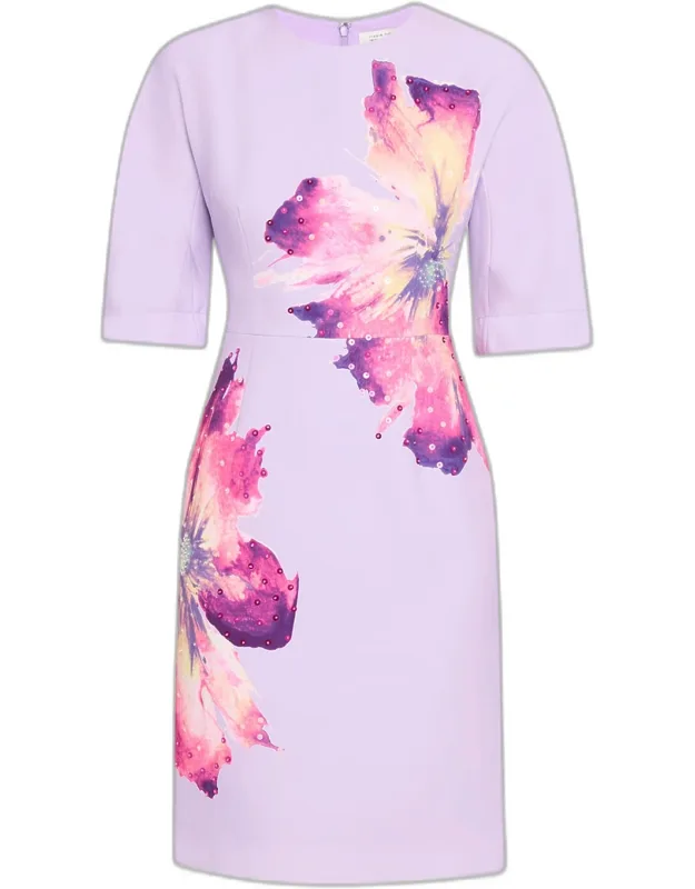 Floral-print Crepe Column Dress