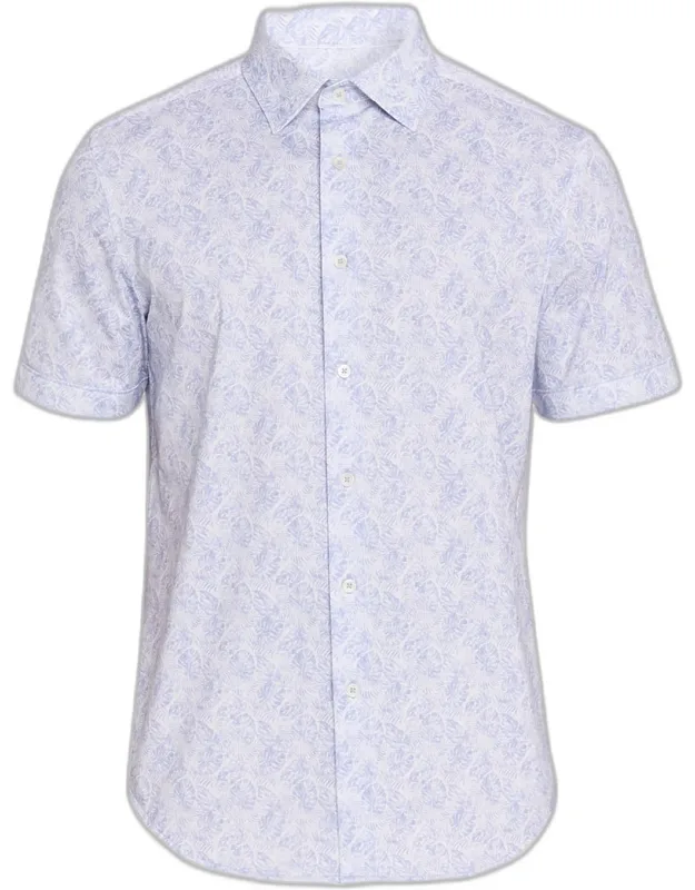 Miles Ooohcotton Leaf Print 8-way Stretch Short-sleeve Shirt