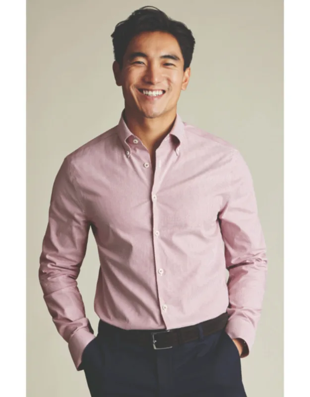 Non-iron Stretch Pinpoint Oxford Stripe Shirt