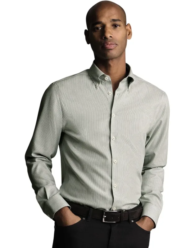 Stripe Non-iron Button-down Oxford Slim Fit Shirt