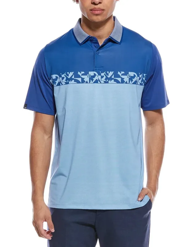 Engineered Oxford Floral Block Print Polo Shirt