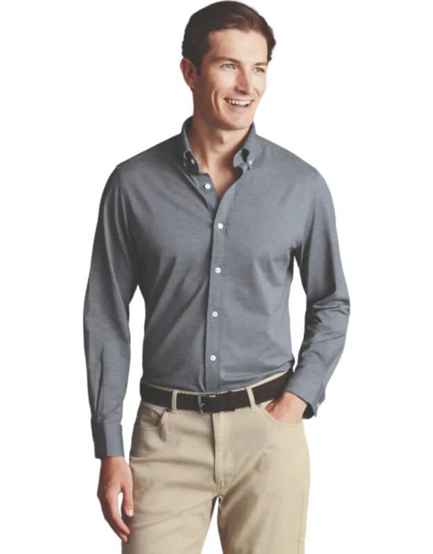 Four-way Stretch Button Down Jersey Shirt