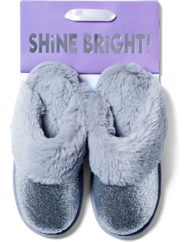 Cozy Glitter Scuff Slippers With Gift Bag
