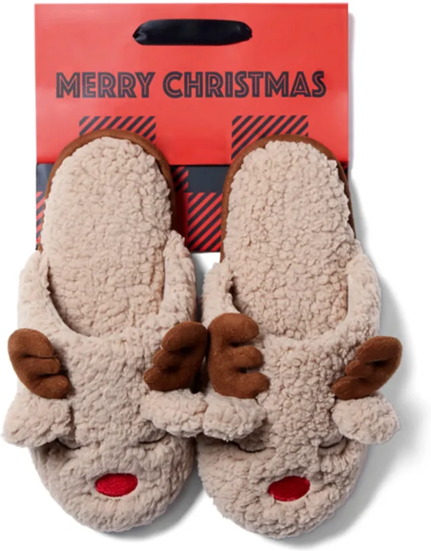Cozyfoams Holiday Novelty Scuff Slippers With Gift Bag