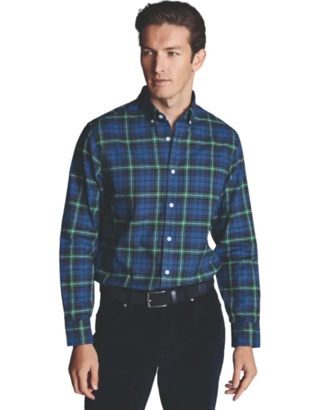 Button-down Collar Brushed Flannel Check Shirt