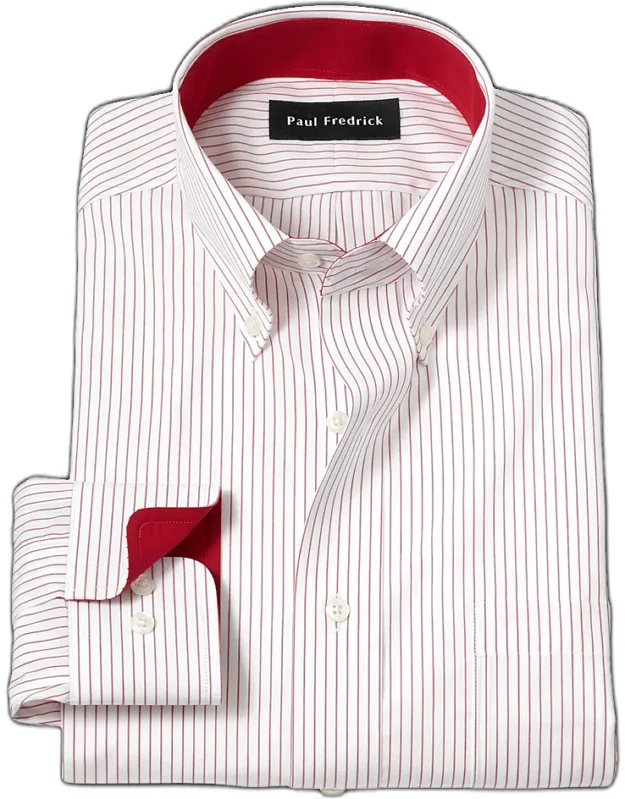 Slim Fit Non-iron Cotton Stripe Dress Shirt