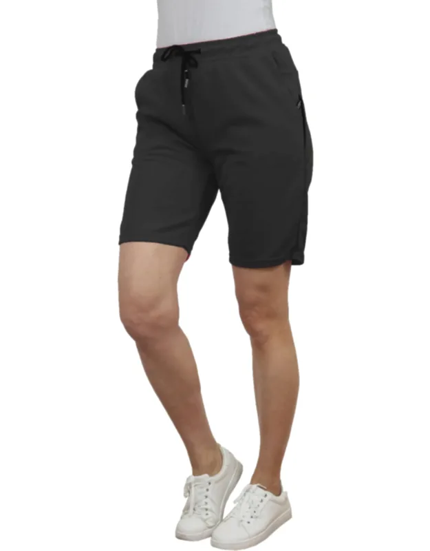 Loose Fit Tech Fleece Jogger Sweat Lounge Shorts With Long Zipper Side Pocket